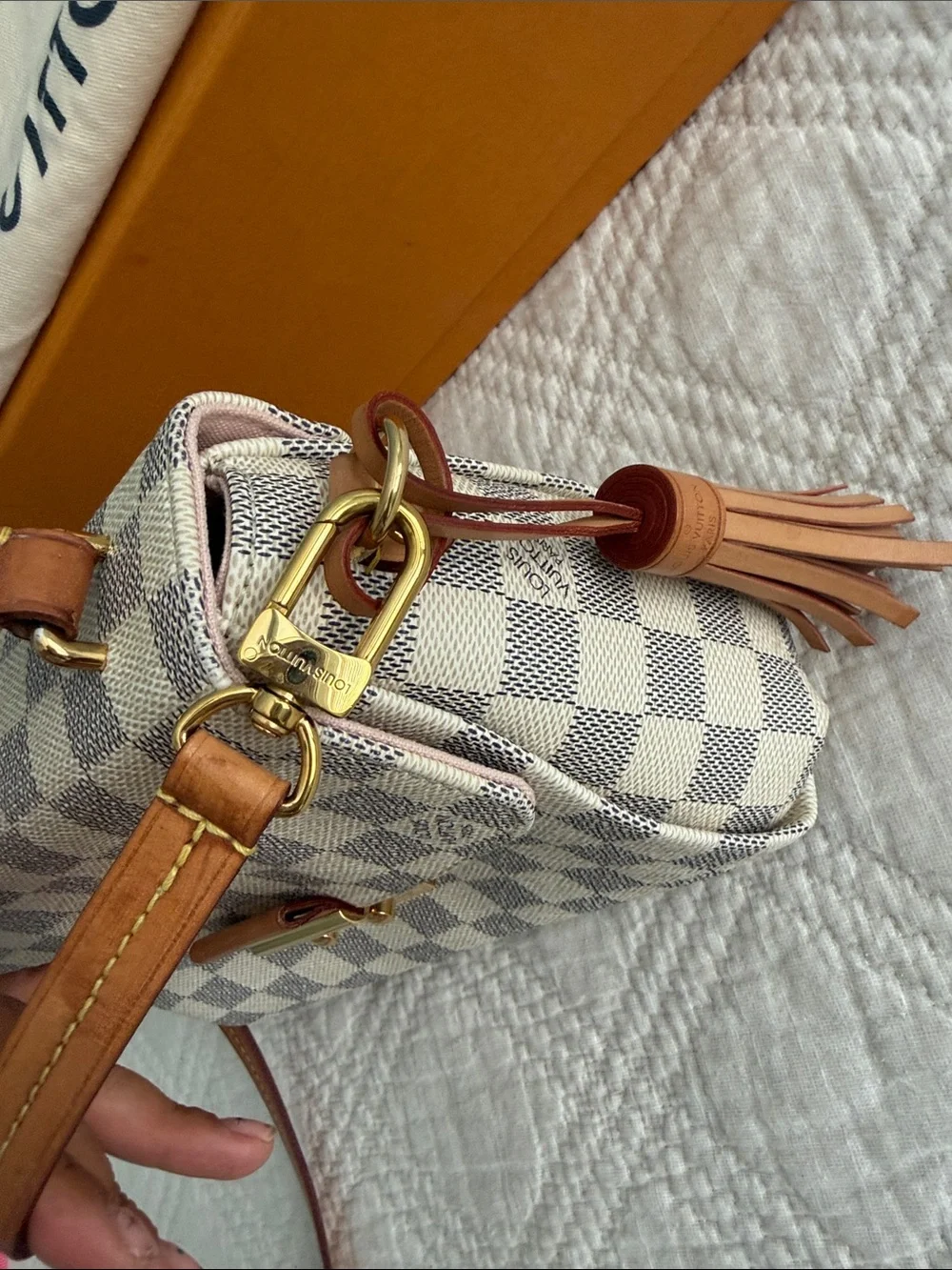 Louis Vuitton Croisette Damier Azur Canvas  Crossbody Bag in Cream With COA